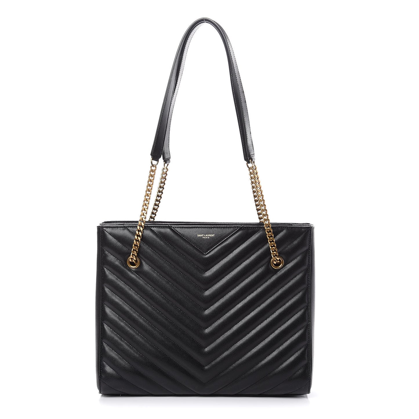 Grain De Poudre Matelasse Chevron Medium Tribeca Shopping Bag Black