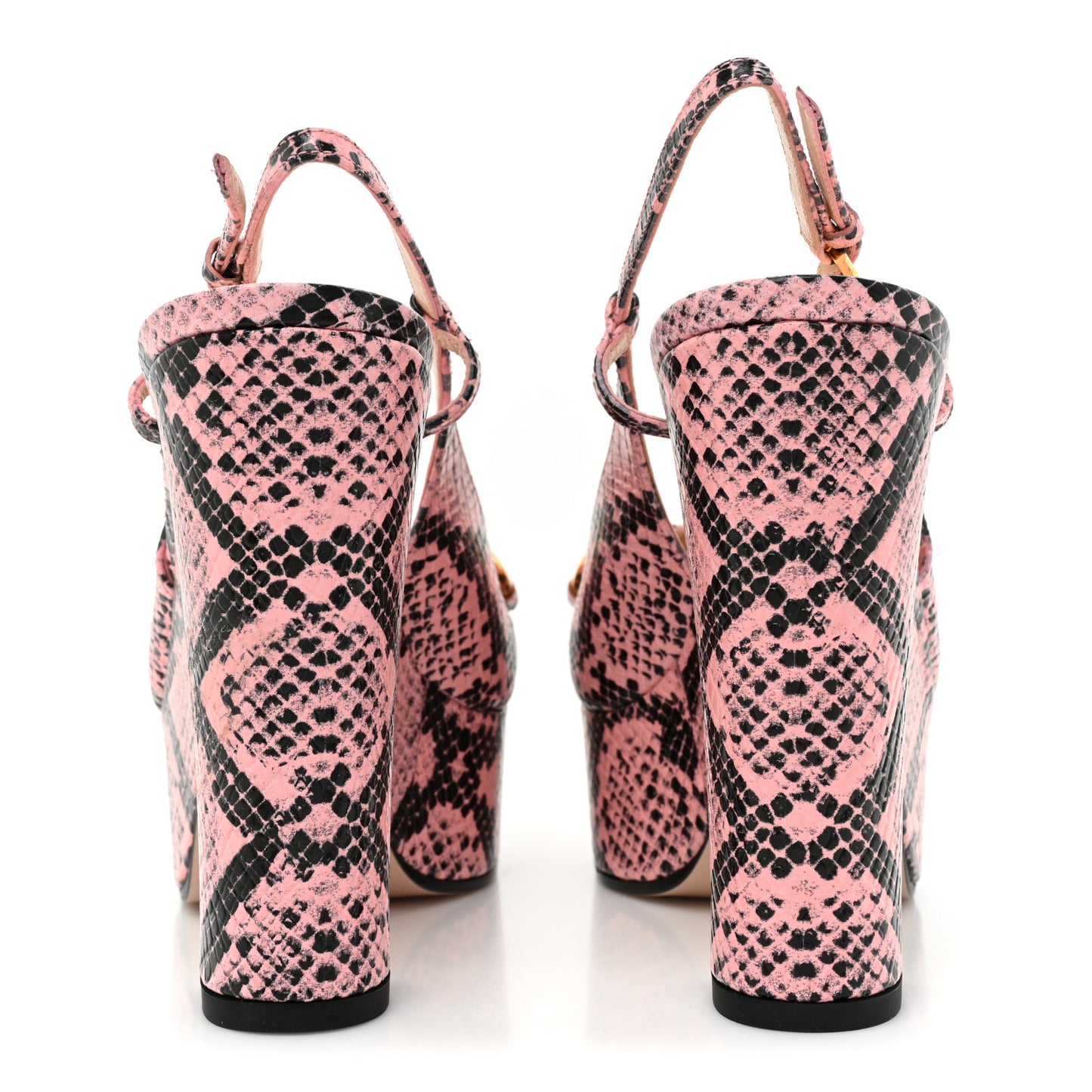 Calfskin Python Print Horsebit Platform 35/120mm Slingback Pumps 39.5 Wild Rose