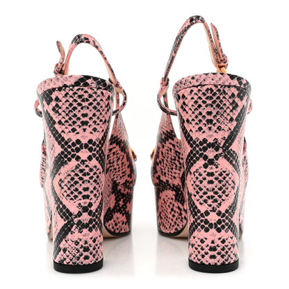 Gucci Calfskin Python Print Horsebit Platform 35/120mm Slingback Pumps 39.5 Wild Rose 4 of 9