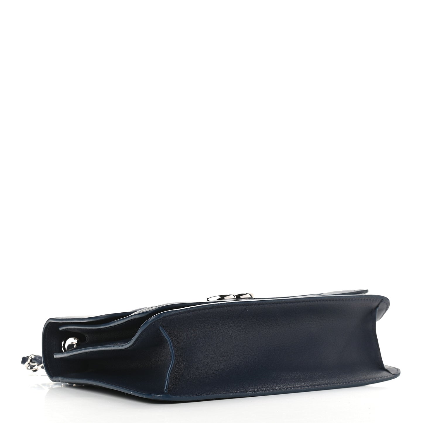 Goatskin Quilted Large CC Box Flap Navy