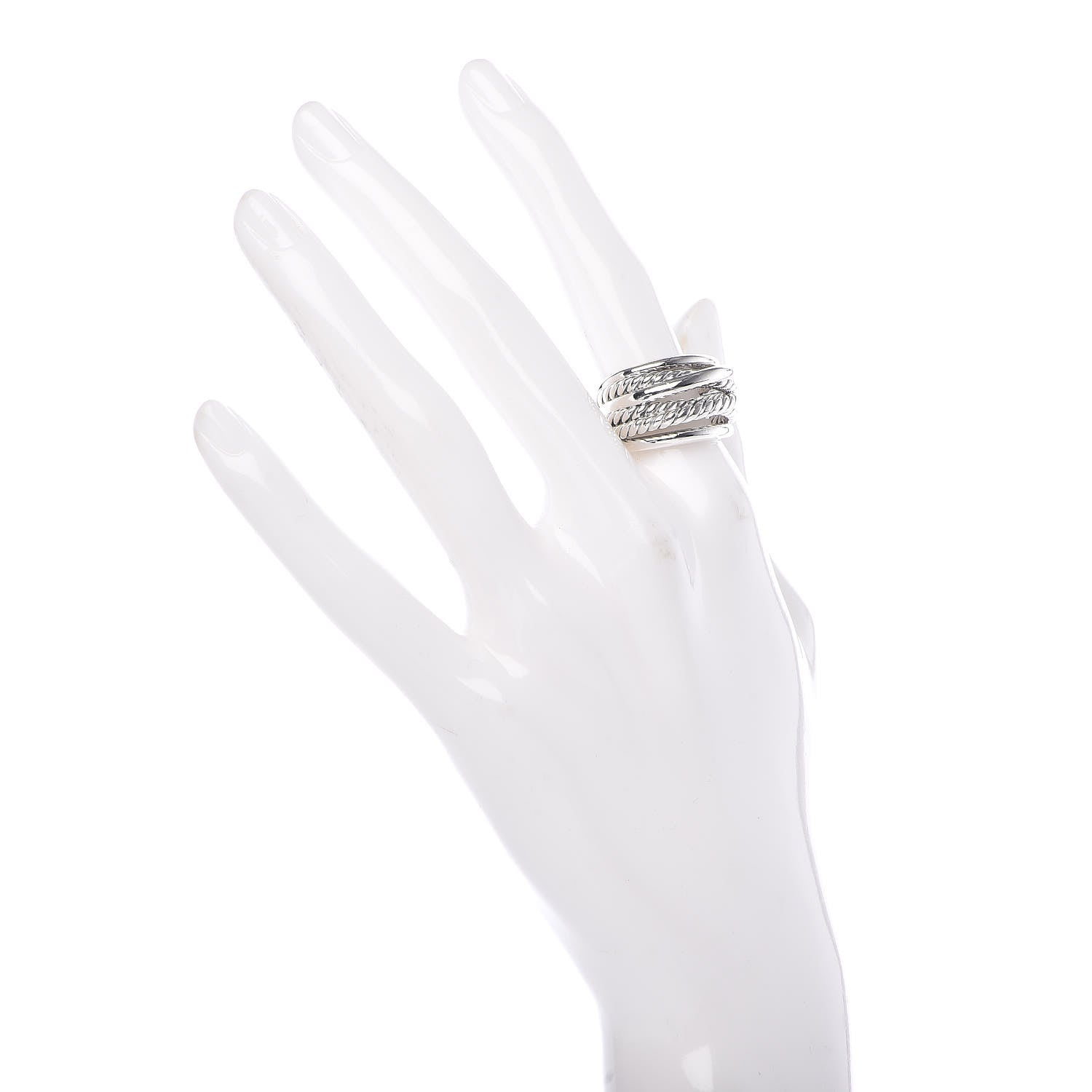 David Yurman Sterling Silver 18mm Wide Crossover Cable Ring 54 6.75 2 of 5