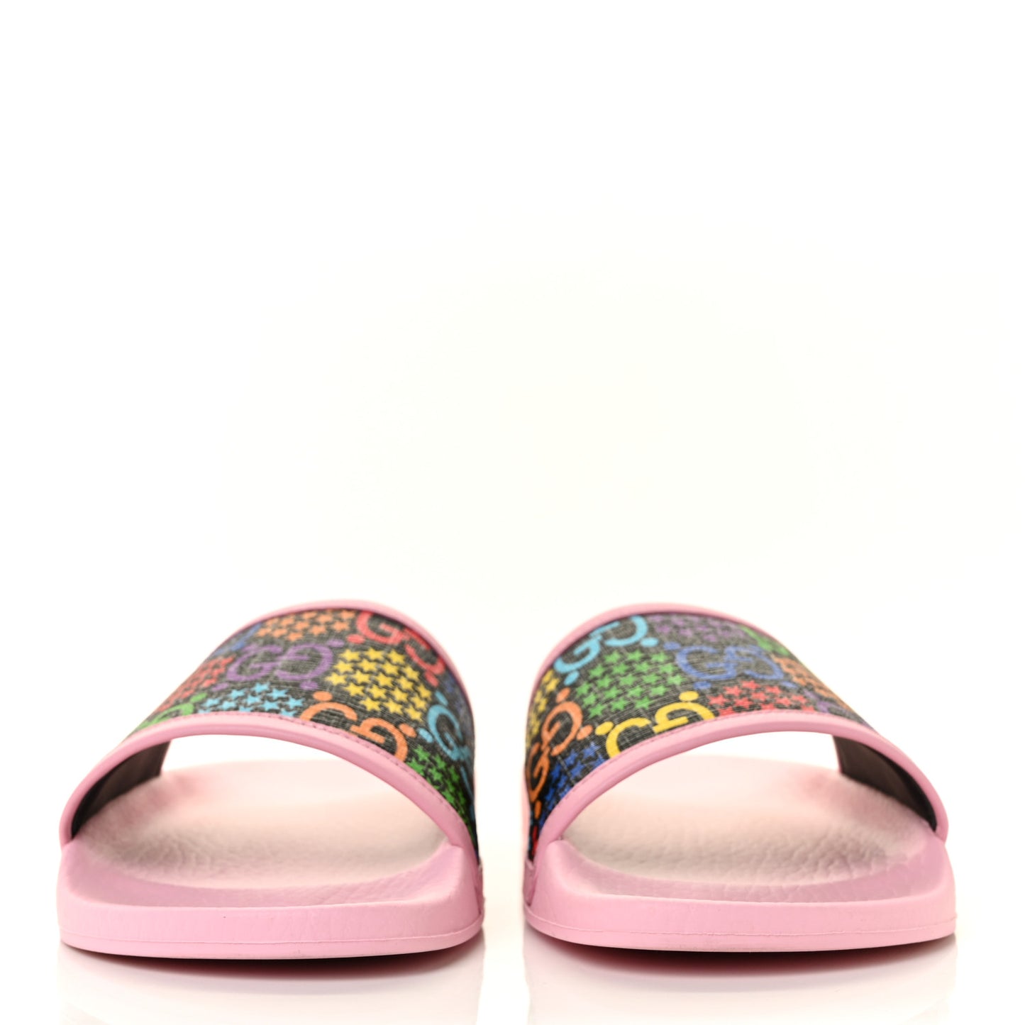 GG Supreme Monogram Psychedelic Slide Sandals 36 Black Multicolor Sugar Pink