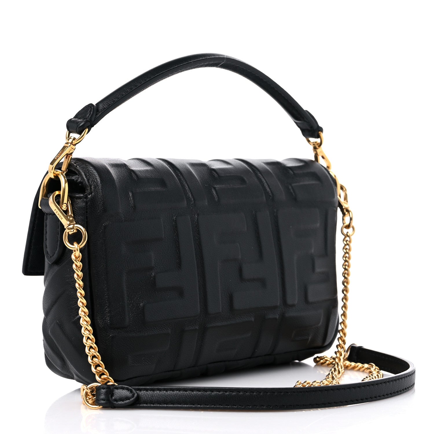 Fendi Nappa FF 1974 Embossed Mini Baguette Black 3 of 11