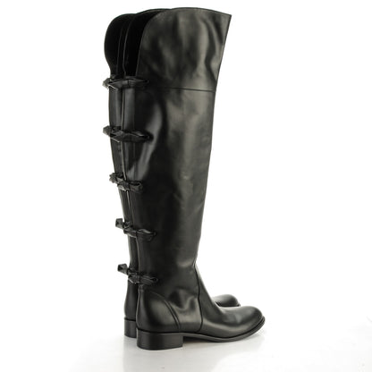 Valentino Garavani Calfskin Multi Bow Over the Knee Boots 40.5 Black 4 of 6