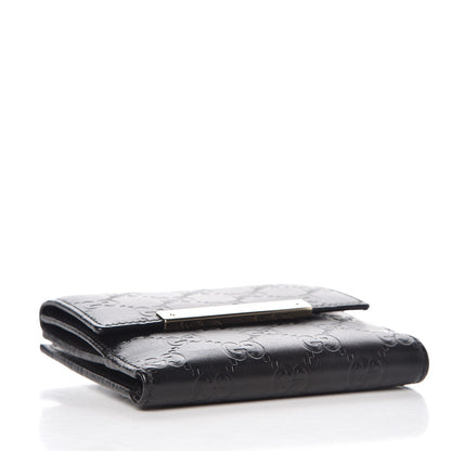 Gucci Guccissima Metal Bar French Flap Wallet Black 4 of 7