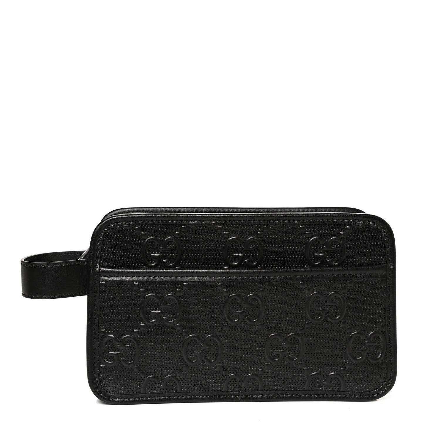 Calfskin GG Tennis Embossed Cosmetic Case Black