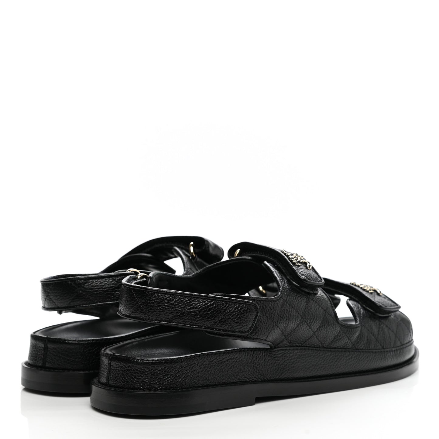 Grained Calfskin Velcro Dad Sandals 40.5 Black