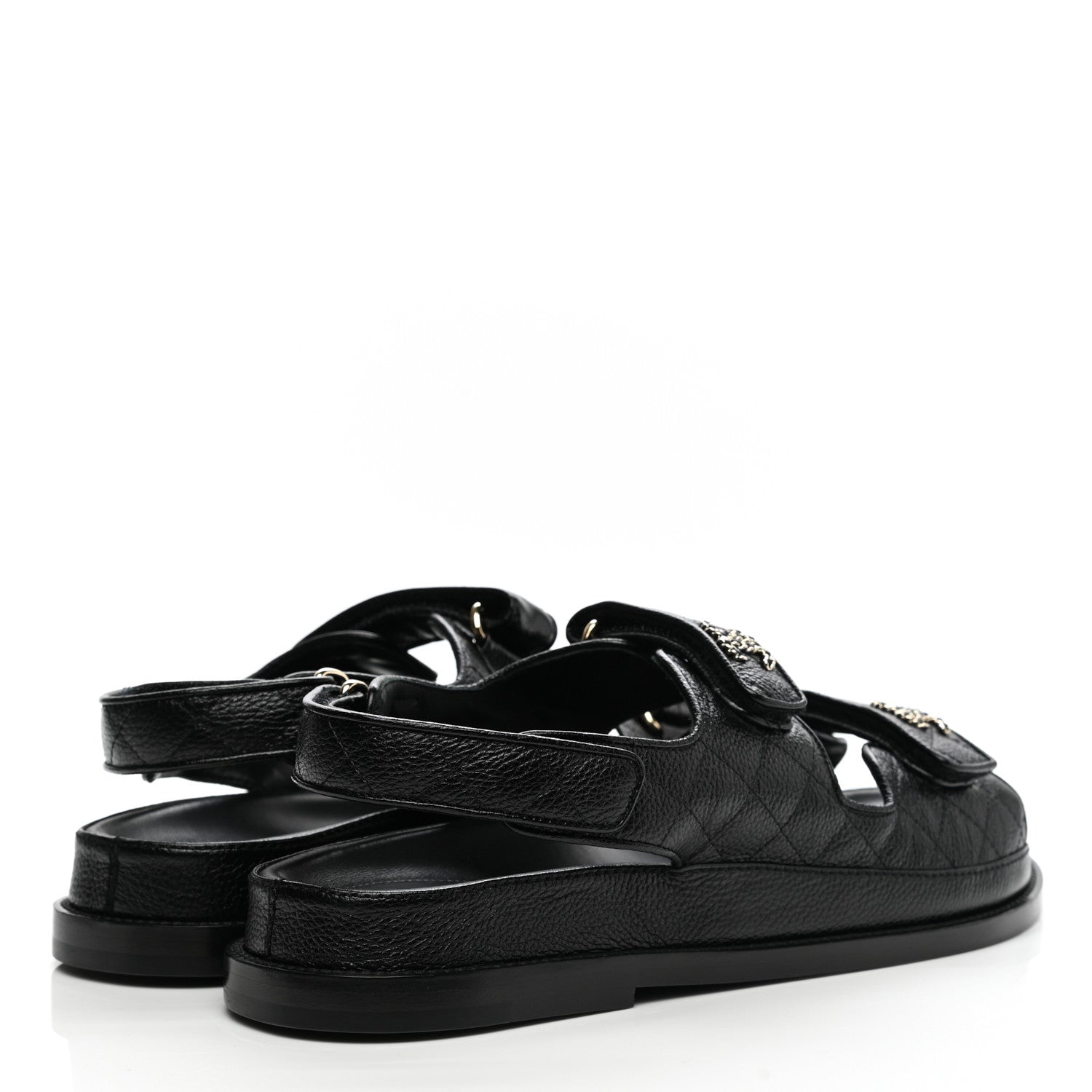 Chanel Grained Calfskin Velcro Dad Sandals 40.5 Black 4 of 9