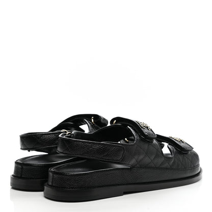 Chanel Grained Calfskin Velcro Dad Sandals 40.5 Black 4 of 9