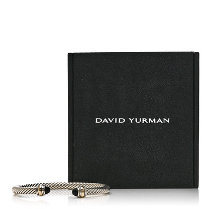 David Yurman Sterling Silver 14K Yellow Gold Black Onyx 5mm Cable Classics Bracelet 5 of 5