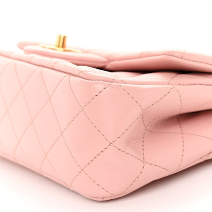Chanel Lambskin Quilted Mini Rectangular Sweet Camellia Flap Light Pink 9 of 9