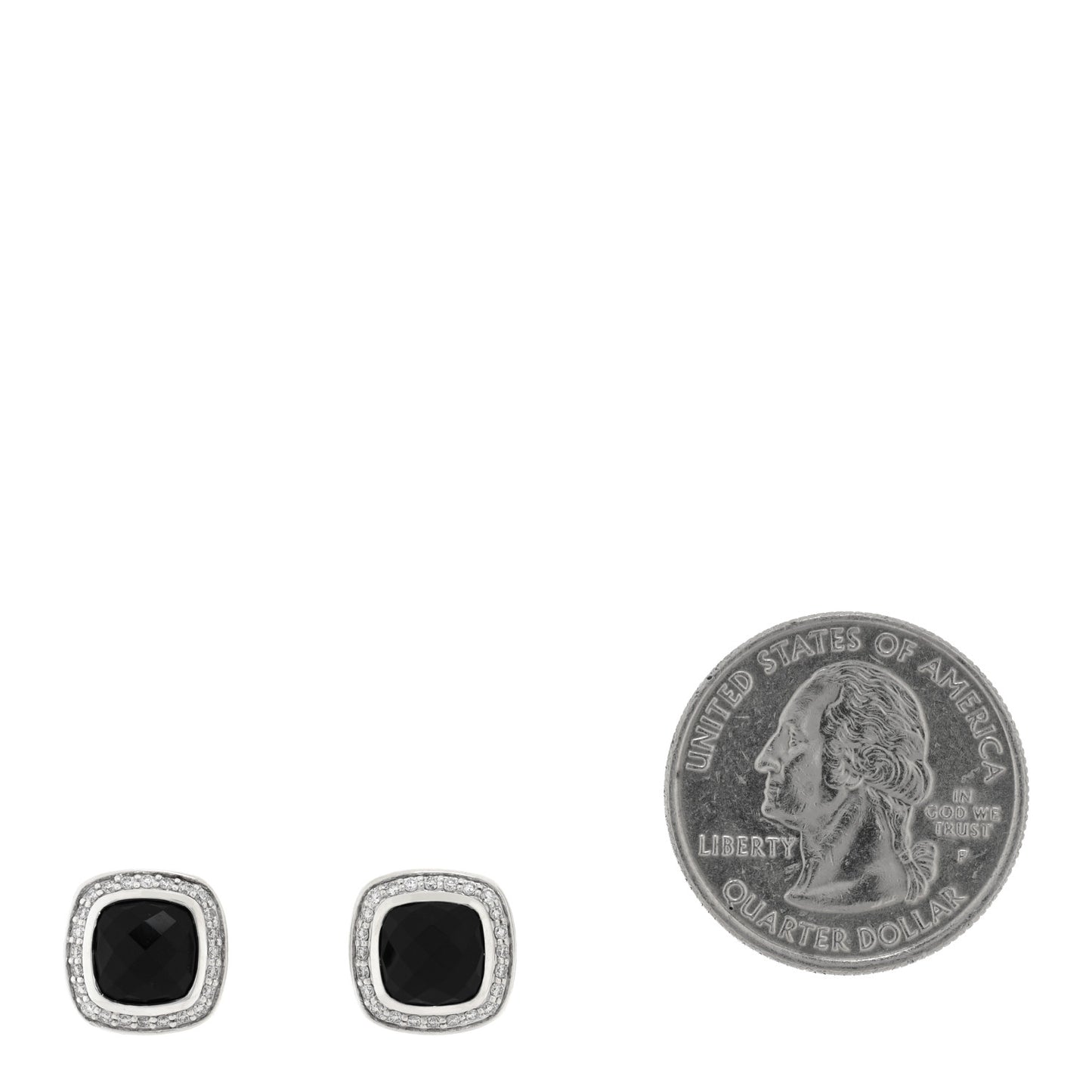 Sterling Silver Pave Diamond Black Onyx 7mm Petite Albion Earrings