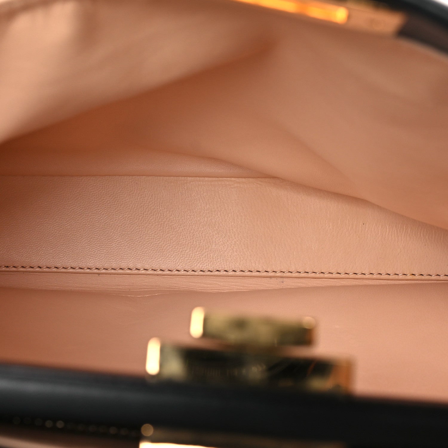 Fendi Vitello Morgan Shiny Nappa Medium Peekaboo Iconic Satchel Black Rosa Plaster 5 of 10