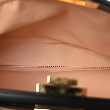 Fendi Vitello Morgan Shiny Nappa Medium Peekaboo Iconic Satchel Black Rosa Plaster 5 of 10