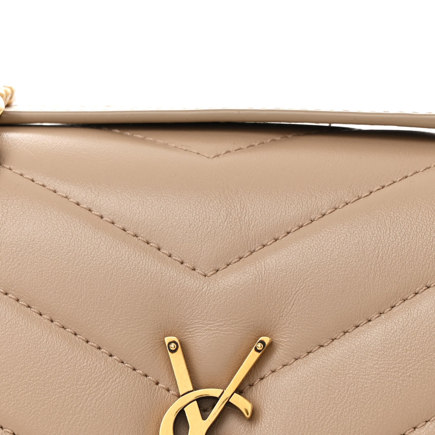 Calfskin Y Quilted Monogram Small Loulou Chain Satchel Dark Beige