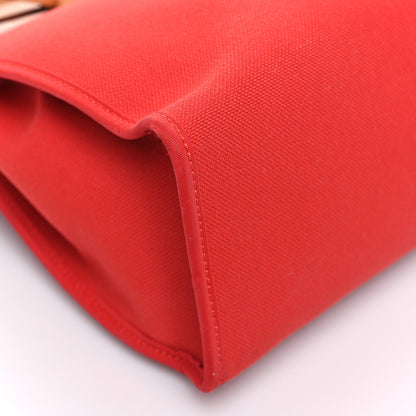 Hermes Vache Hunter Toile Herbag Zip 31 PM Rouge Tomate Natural 9 of 10