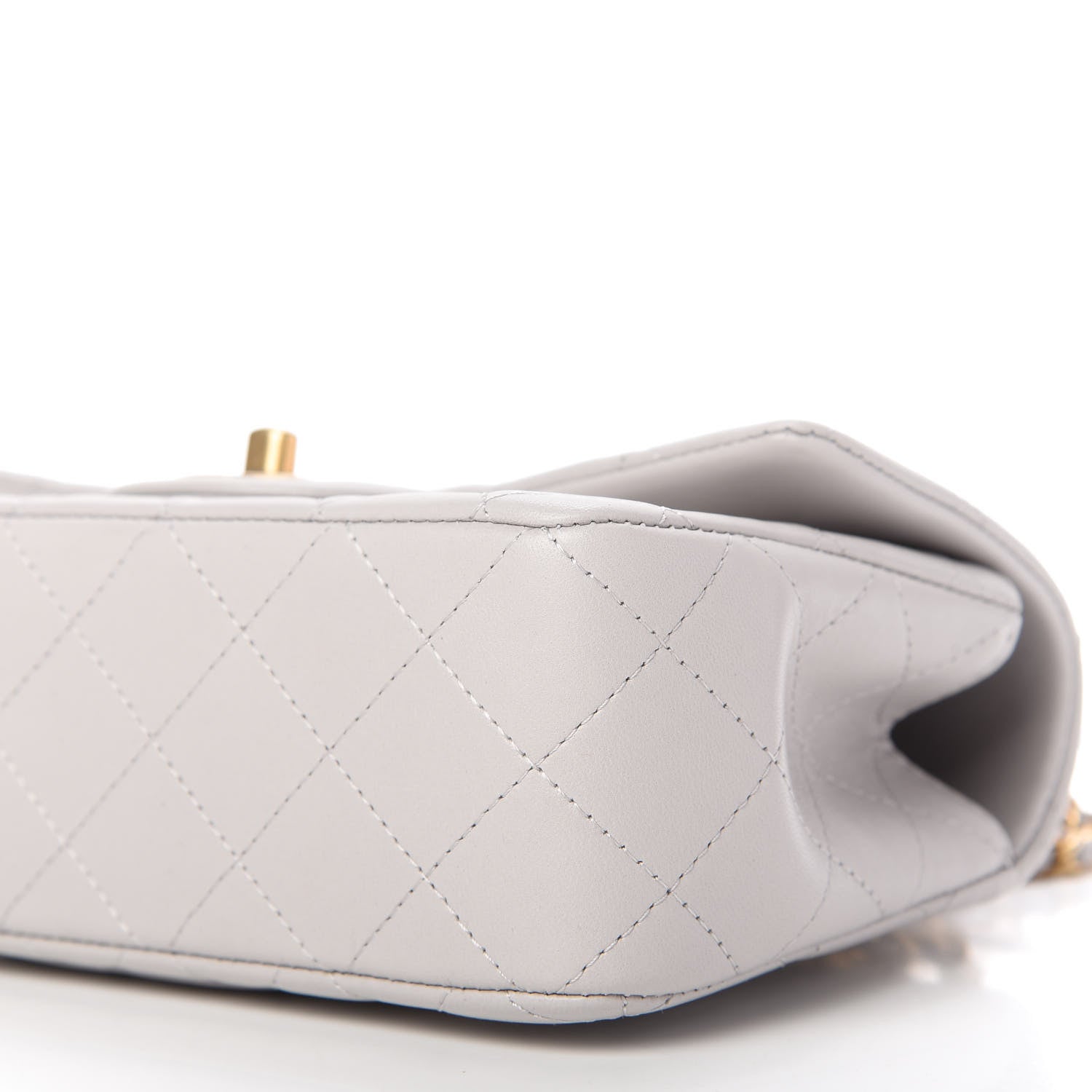 Chanel Lambskin Quilted Mini Top Handle Rectangular Flap Grey 7 of 11