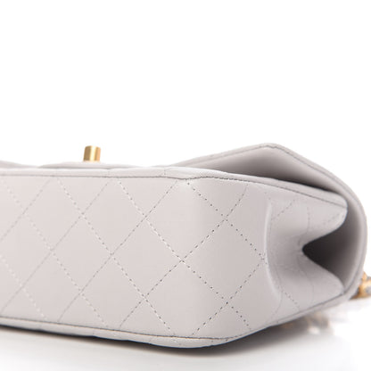 Chanel Lambskin Quilted Mini Top Handle Rectangular Flap Grey 7 of 11
