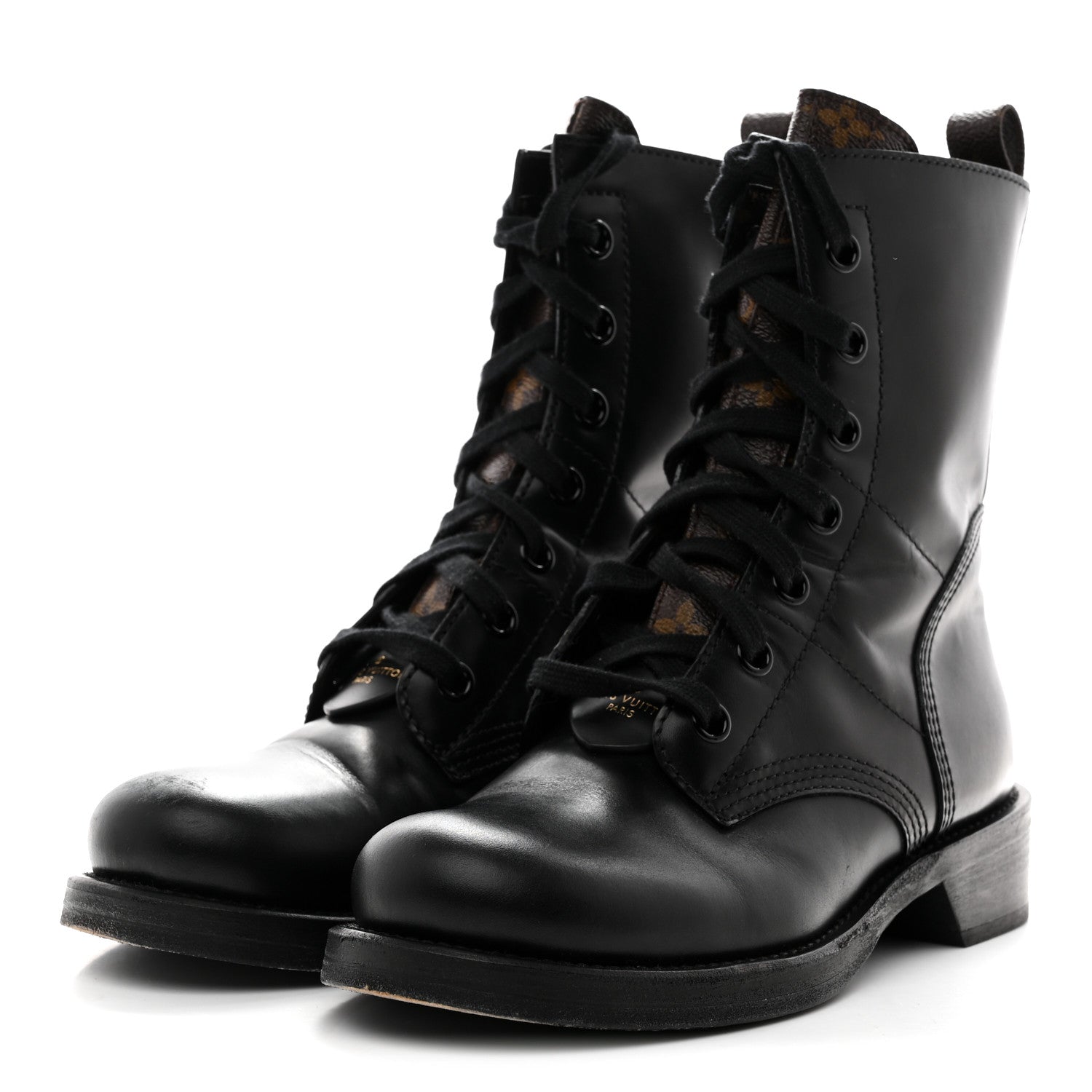 Louis Vuitton Calfskin Monogram Metropolis Flat Ranger Boots 39 Black 4 of 9