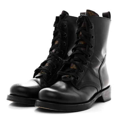 Louis Vuitton Calfskin Monogram Metropolis Flat Ranger Boots 39 Black 4 of 9