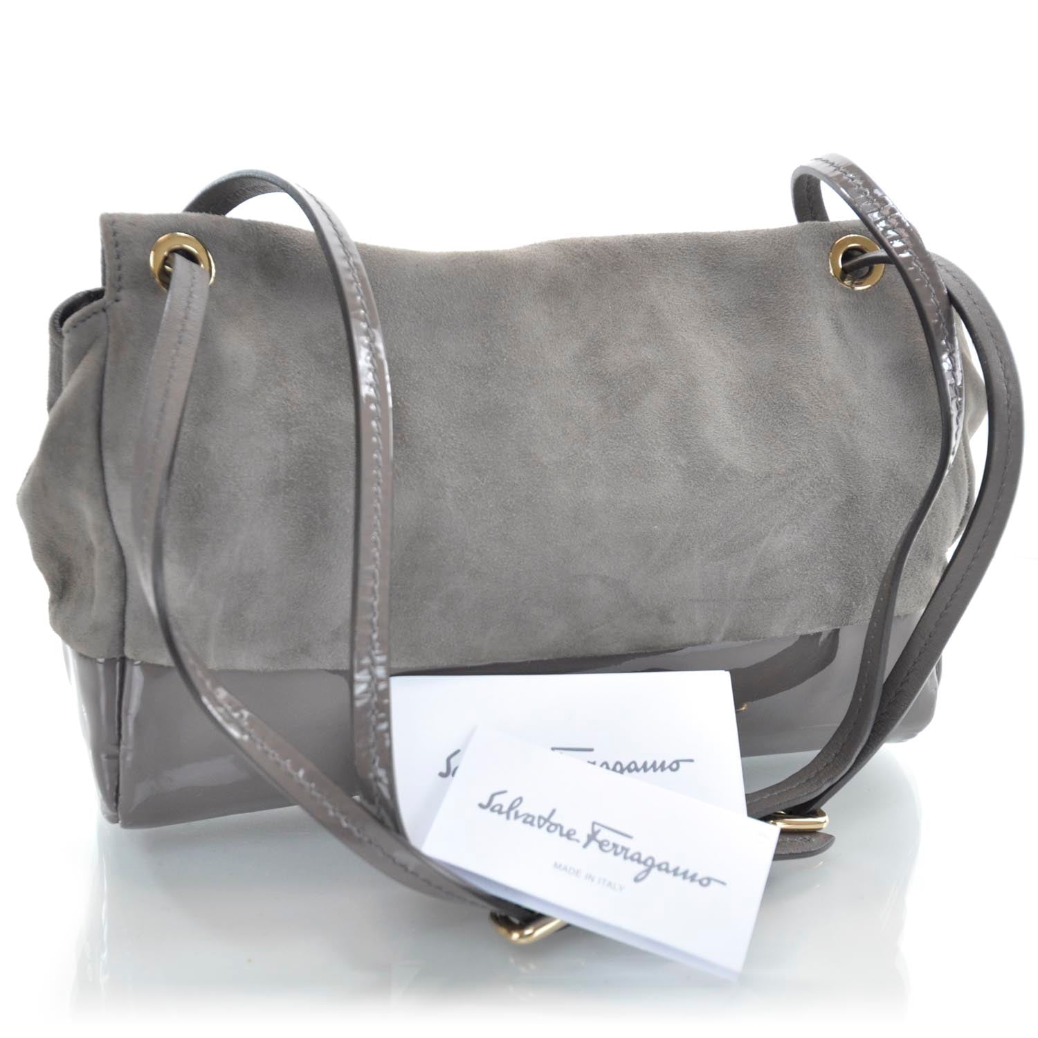 FASHIONPHILE SALVATOREFERRAGAMOSuedeandPatentLeatherHelenGray 3 of 9