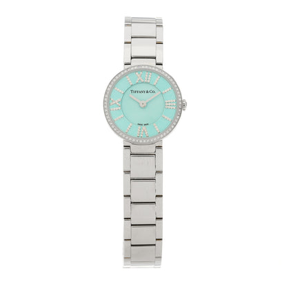 Tiffany Stainless Steel Diamond Bezel 24mm Atlas 2-Hand Quartz Watch Ice Blue 1 of 5