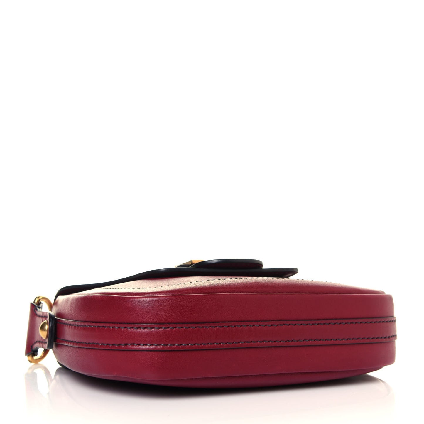 Calfskin D Fence Saddle Bag Black Red