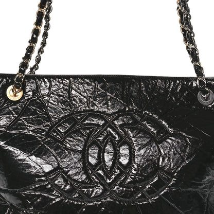 Chanel Shiny Aged Calfskin Quilted Large Shopping Bag Black 8 of 11