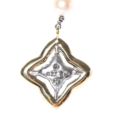 David Yurman Sterling Silver 18K Yellow Gold Pearl Quatrefoil Lariat Necklace 4 of 7