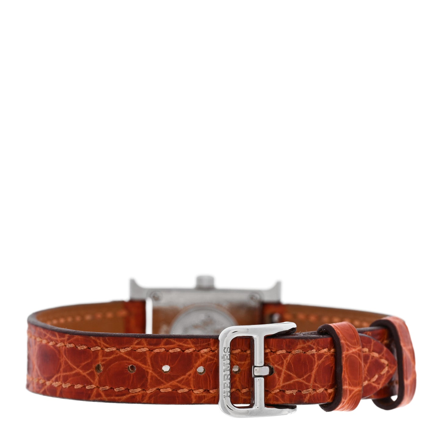 Stainless Steel Alligator Diamond Bezel Mother of Pearl 17.2mm Heure H Hour Quartz Watch Orange
