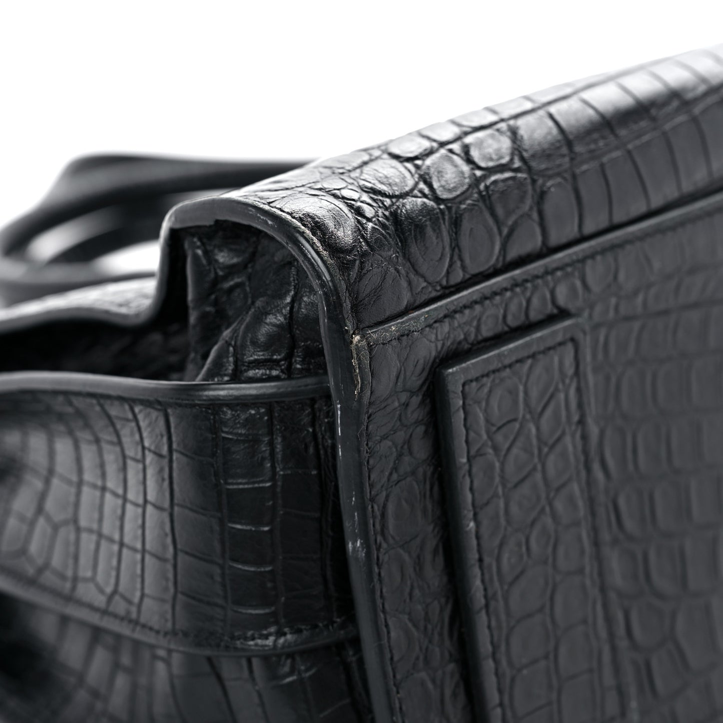 Calfskin Crocodile Embossed Small Supple Sac de Jour Black