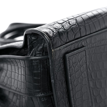 Saint Laurent Calfskin Crocodile Embossed Small Supple Sac de Jour Black 10 of 19