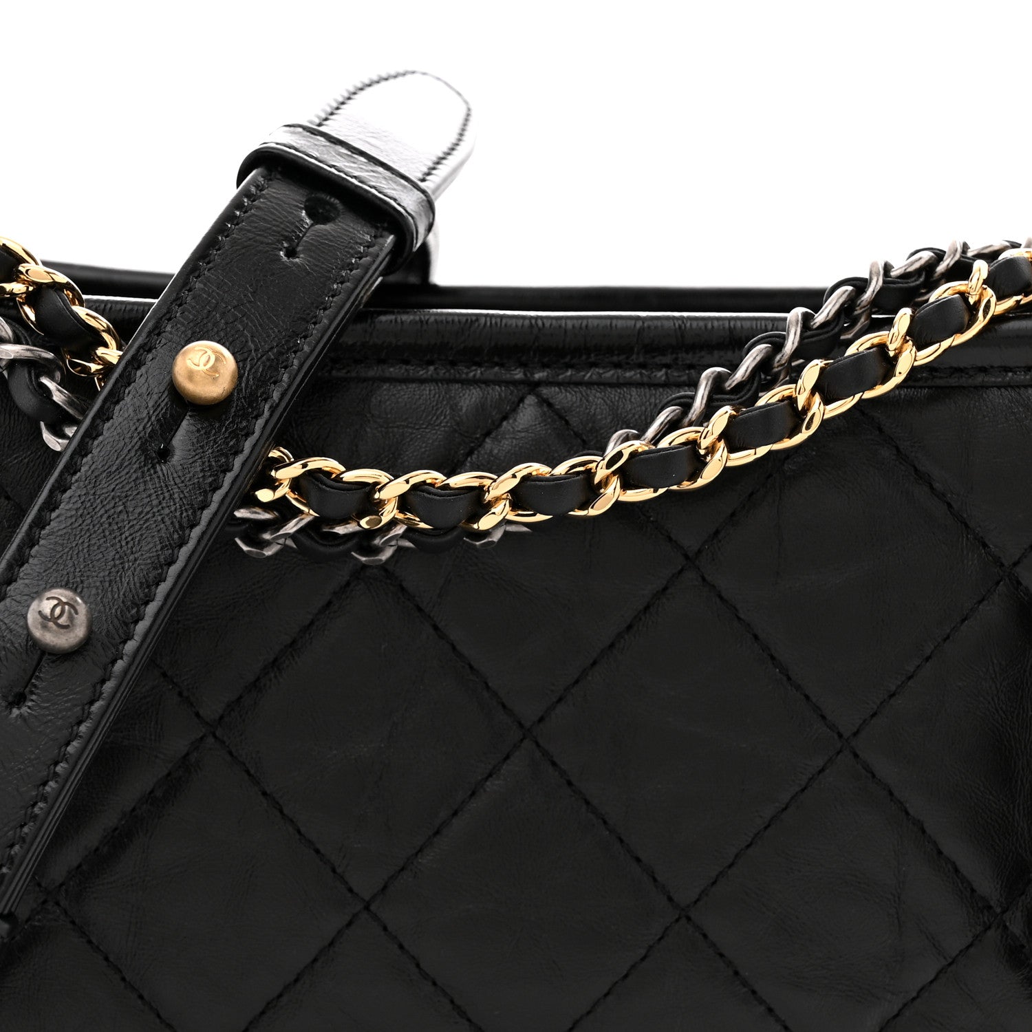 Chanel Aged Calfskin Quilted Small Gabrielle Hobo Black 8 of 11