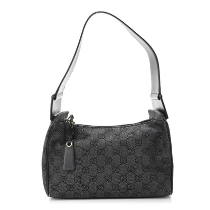 Gucci Denim Monogram GG Signature Shoulder Bag Black 1 of 11