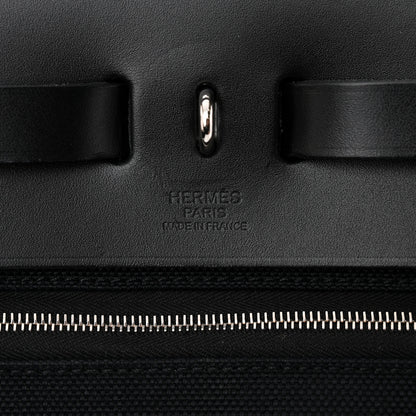 Hermes Military Toile Vache Hunter Herbag Messenger 39 Black 7 of 12