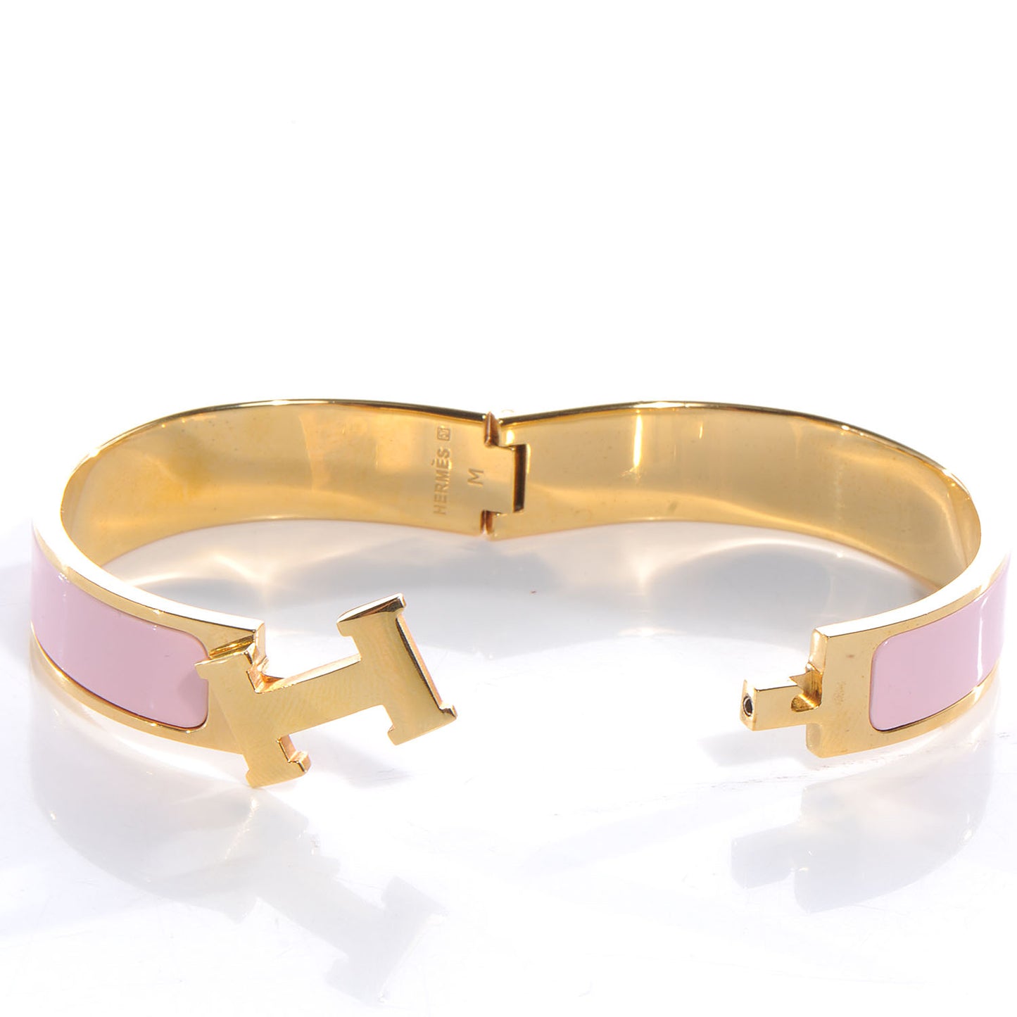 Enamel Narrow Clic Clac H Bracelet GM Rose Dragee