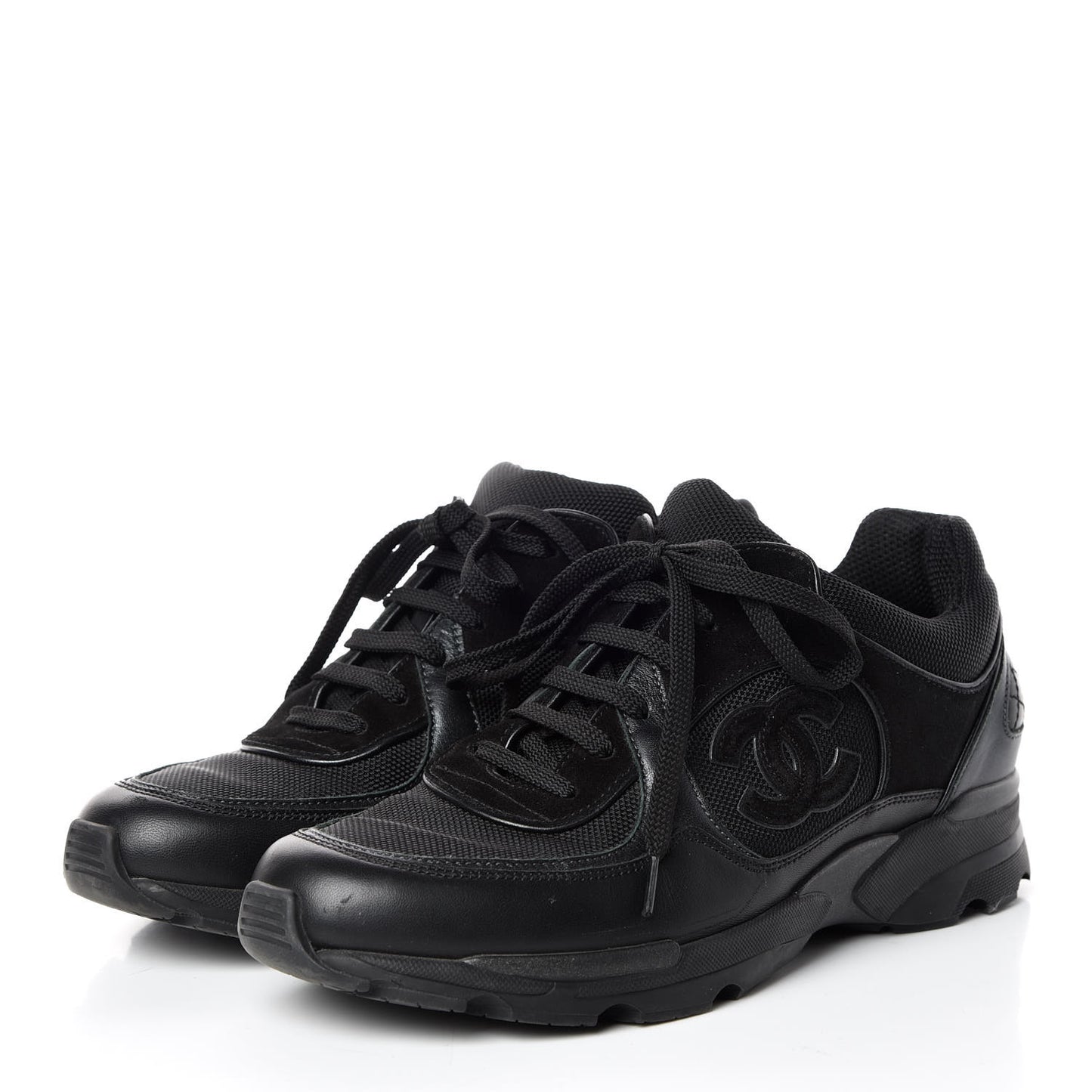 Toile Suede Calfskin CC Sneakers 37.5 Black