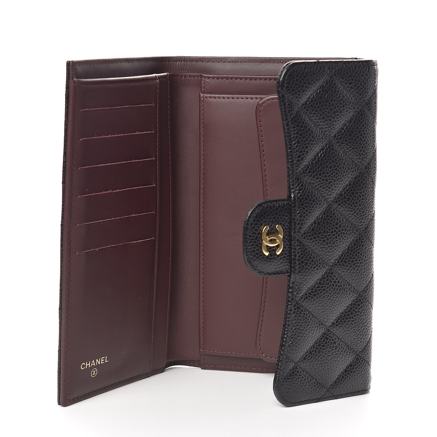 Caviar Quilted Large Flap Wallet Black