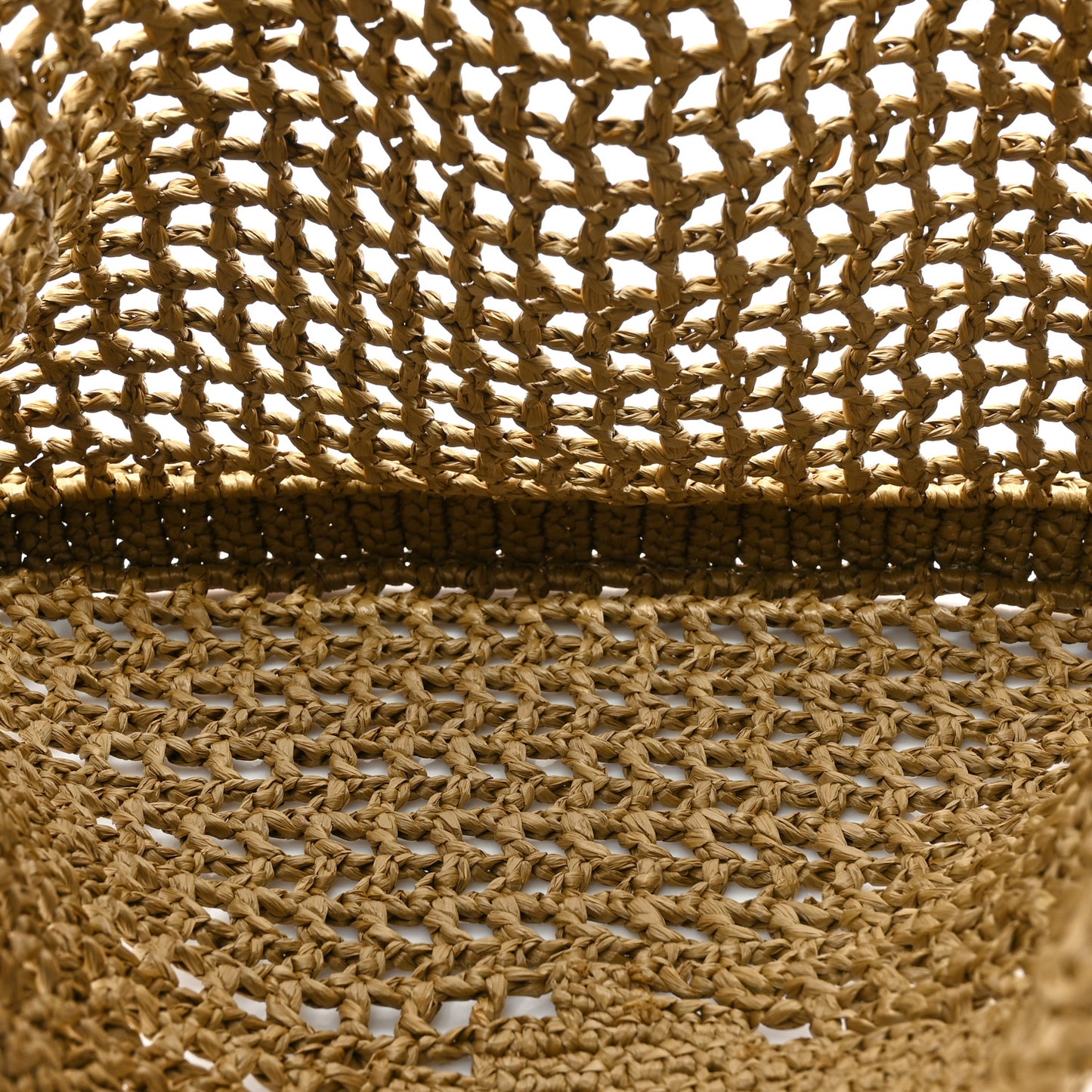 Yarn Raffia Effect Crochet Logo Embroidered Tote Bag Dark Green