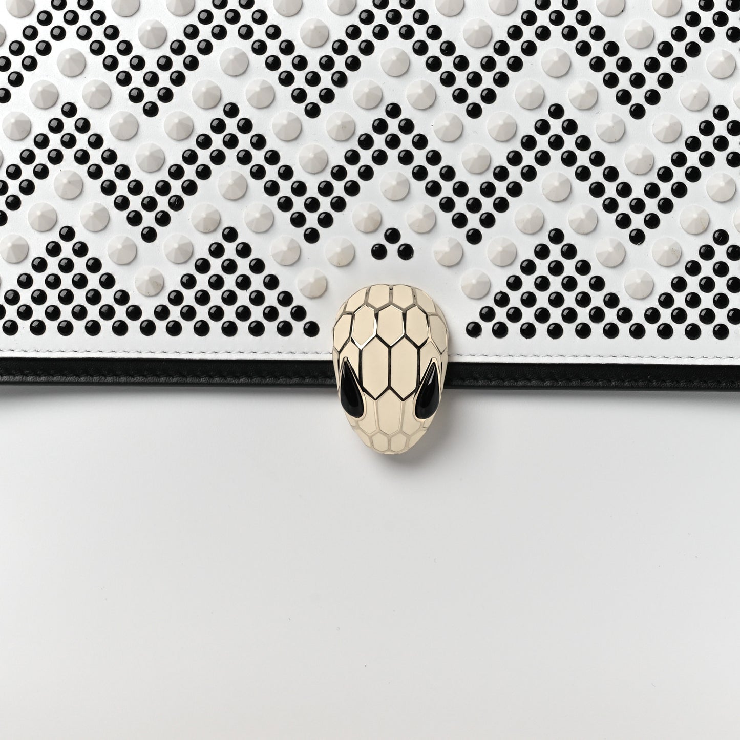 X NICHOLAS KIRKWOOD Calfskin Studded Serpenti Envelope Clutch White