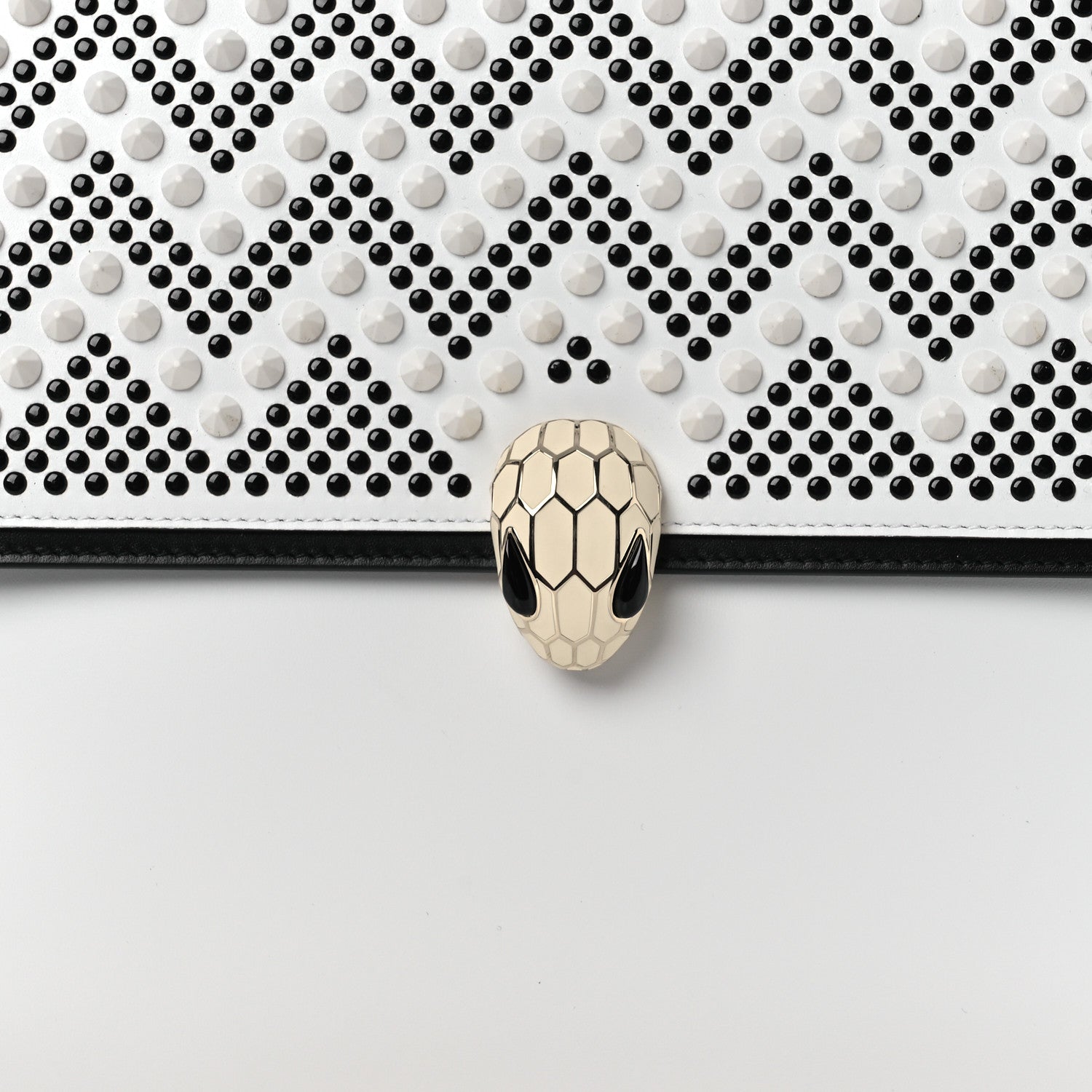 Bulgari X NICHOLAS KIRKWOOD Calfskin Studded Serpenti Envelope Clutch White 8 of 14
