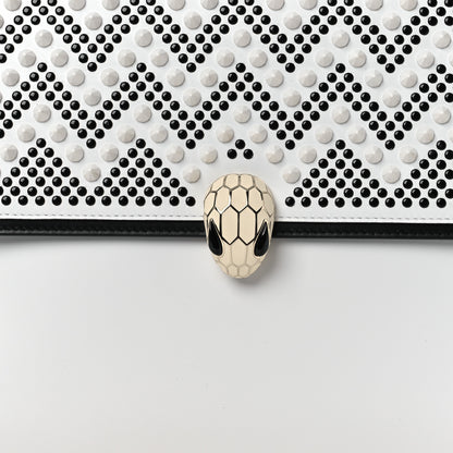 Bulgari X NICHOLAS KIRKWOOD Calfskin Studded Serpenti Envelope Clutch White 8 of 14