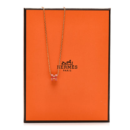 Hermes Lacquered Rose Gold Mini Pop H Pendant Necklace Orange 7 of 7