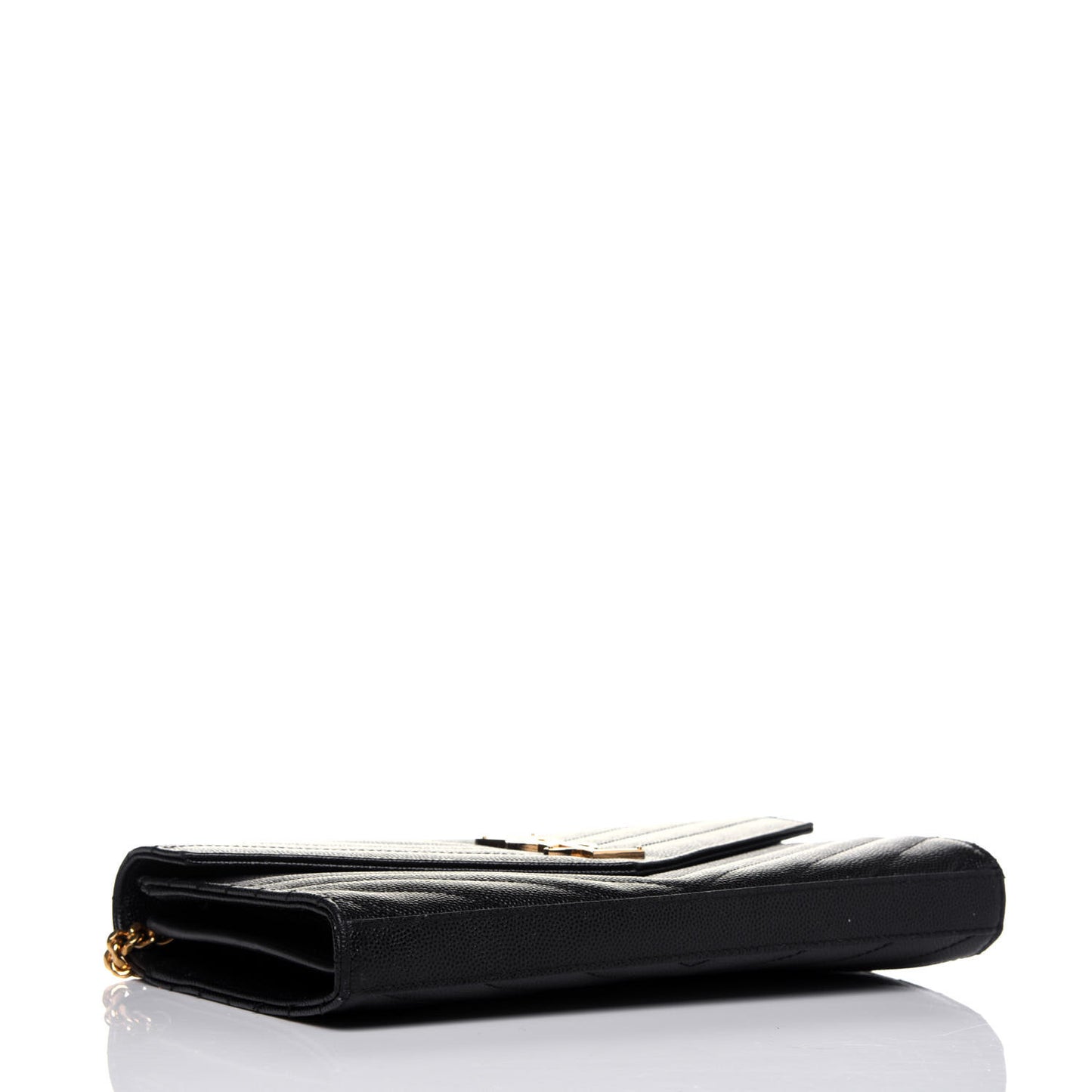 Grain De Poudre Matelasse Chevron Monogram Chain Wallet Black
