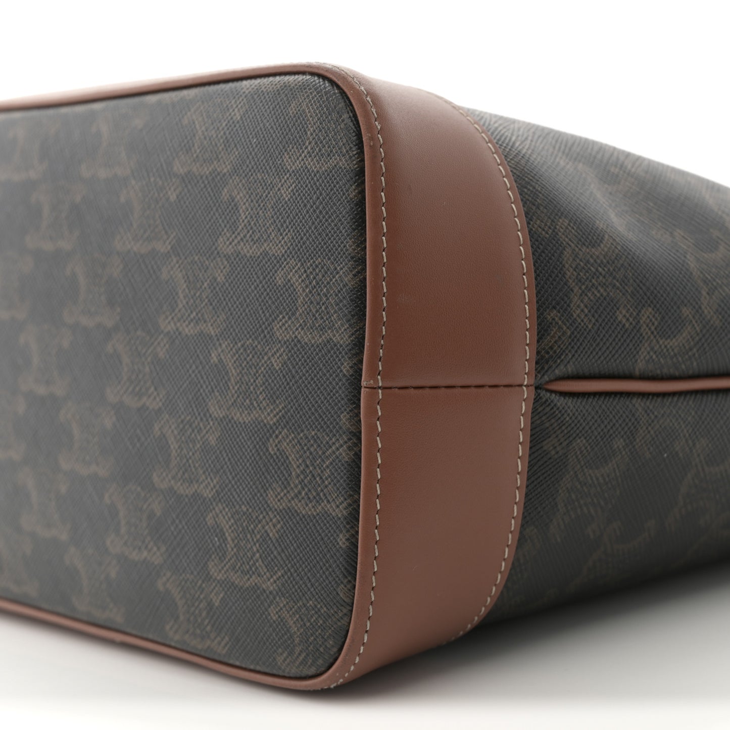 Triomphe Canvas Calfskin Small Cabas Bag Tan