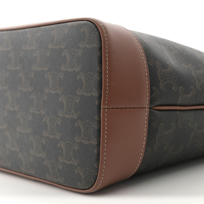 Celine Triomphe Canvas Calfskin Small Cabas Bag Tan 10 of 11