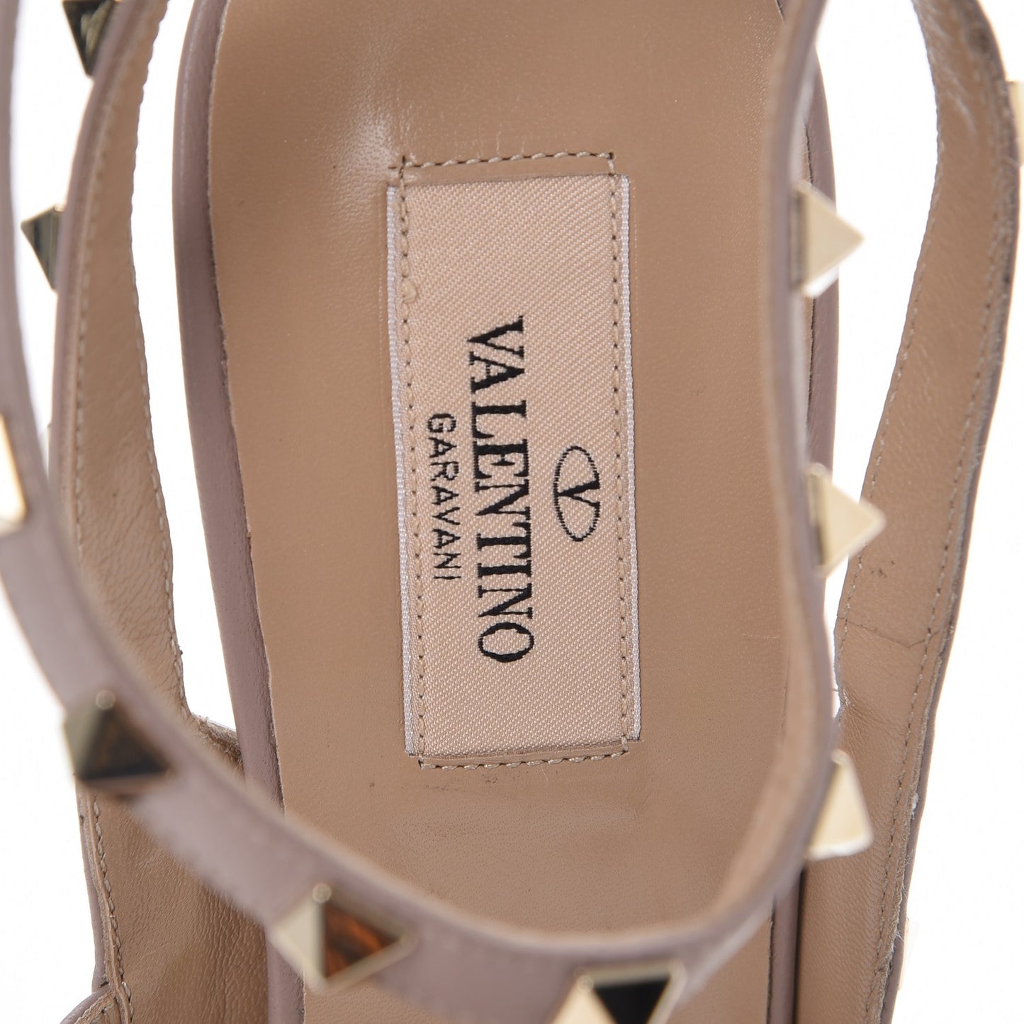 Patent Rockstud Ankle Strap Pumps 41.5 Ivory Poudre