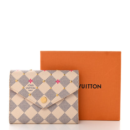 Louis Vuitton Damier Azur Studded Zoe Wallet Rose Ballerine 7 of 7