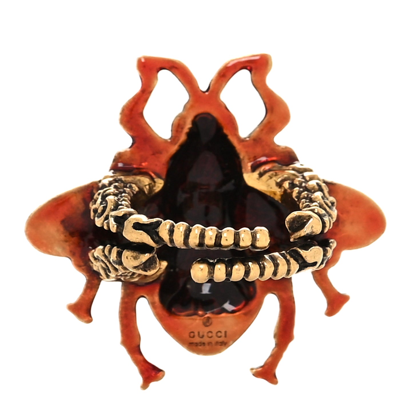 Metal Enamel Bee Ring S Aged Gold