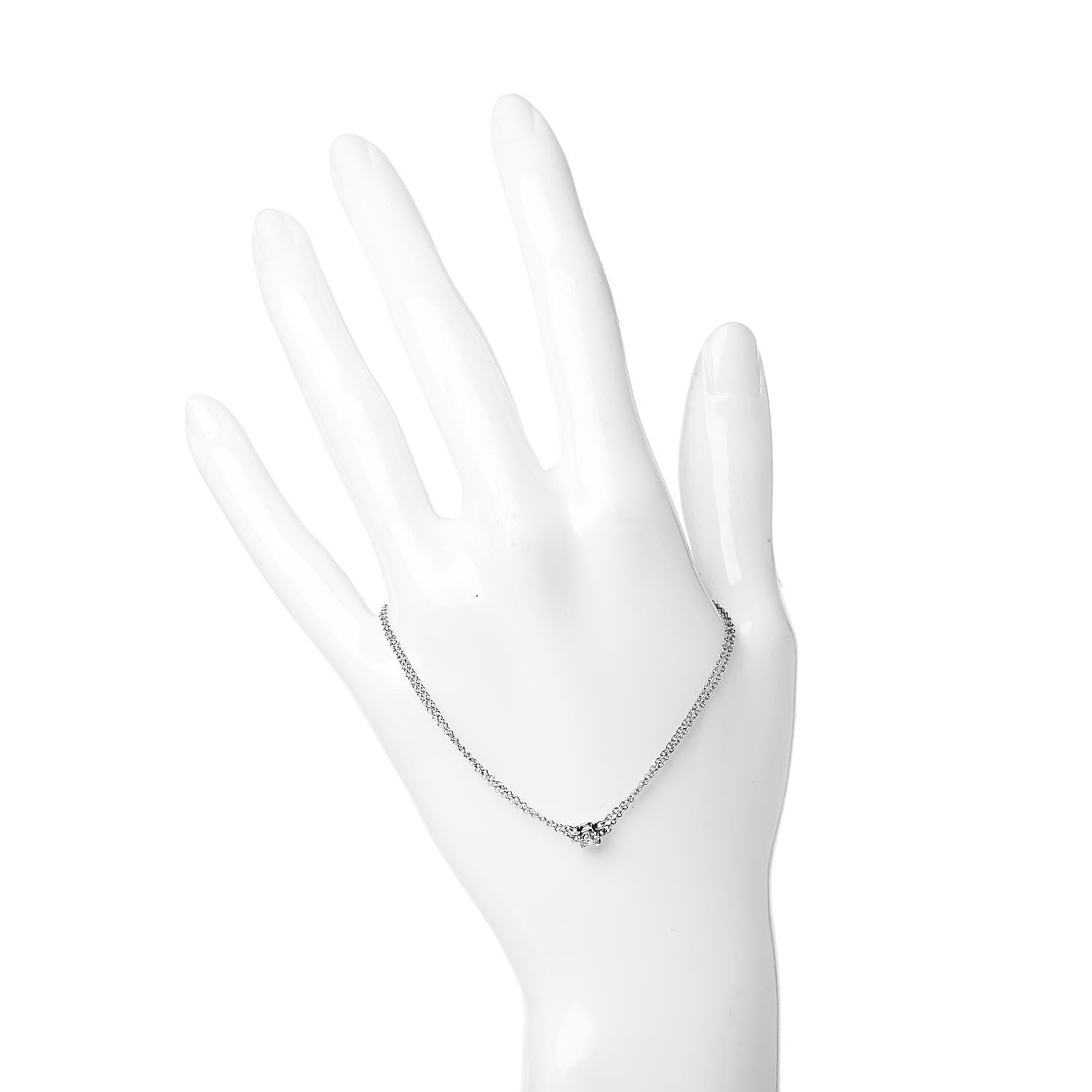 Tiffany Platinum Diamond .17ct Double Chain Solitaire Bracelet 2 of 4